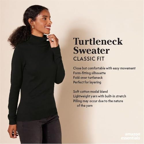 Amazon Essentials Womens Classic-Fit Lightweight Long-Sleeve Turtleneck Sweater (Available in Plus Size)