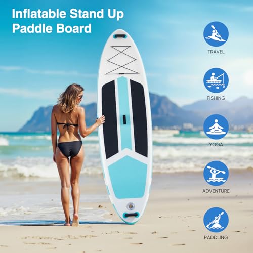 Sweetcrispy Inflatable Stand Up Paddle Board with Premium SUP Paddleboard Accessories,2-in-1 Paddle,Wide Stable Design,No...
