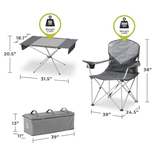 CORE 4 Person Instant Cabin Tent Camping Set | Includes 1 Pop Up Tent with 60 Second Setup, 1 Outdoor Table & 2 Camp Chair...