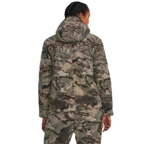Under Armour Women's Rut Windproof Jacket | Silent Microfleece with Scent Control | Camo Jacket for Women | Sherpa Lining