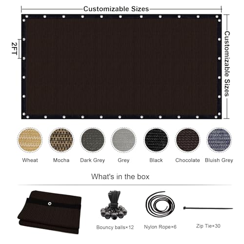 KANAGAWA 90% Sun Shade Cloth 12'X 20' Outdoor Porch Pergola Shade Cover Canopy with Grommets UV Block Privacy Screen for P...