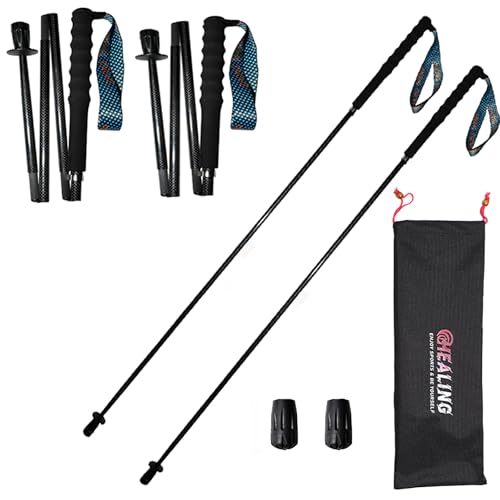 OKHEALING Ultralight Folding Trekking Poles, Set of 2 Ultralight Carbon Fiber Poles with Moisture Transport Handle with St...