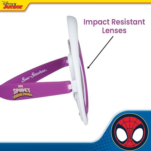 Sun-Staches Official Spidey and His Amazing Friends Sunglasses for Kids | Ghost Spider Costume Accessory | UV 400 | One Size Fits Most Kids