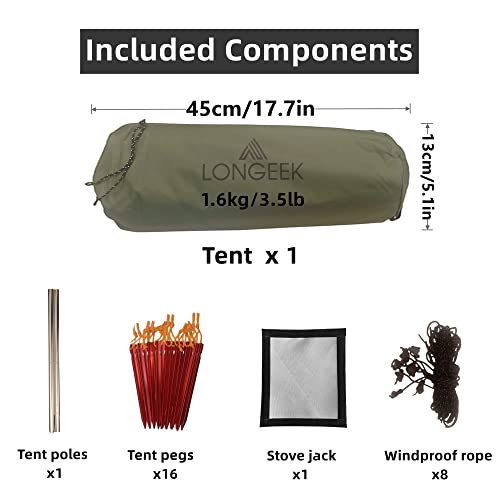 Longeek 2-4 Person Camping Tent 4 Seasons Backpacking Ultralight Easy Up Hot Teepee