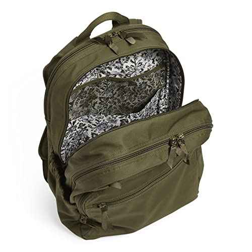 Vera Bradley Women's Cotton XL Campus Backpack, Climbing Ivy Green, One Size