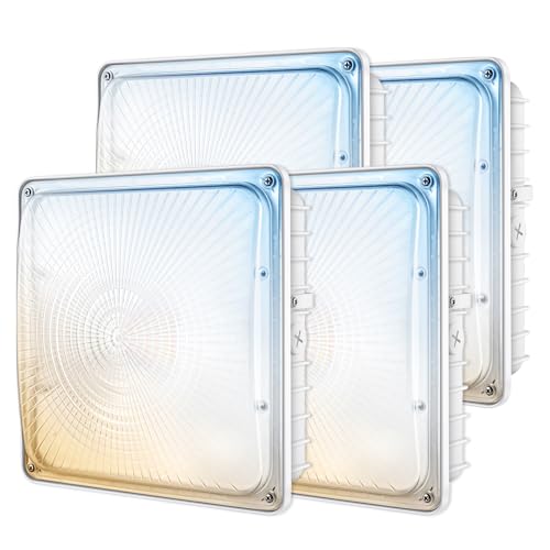 LED Canopy Light 70W 3CCT 3000/4000/5000K, 30/45/60/70W Selectable, IP65 Waterproof, LED Canopy Lights Outdoor, Dim 100-27...