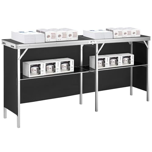 VEVOR Extra Long Folding Portable Bar Tradeshow Podium Table for Indoor, Outdoor, Party, Picnic, Exhibition, Includes Carr...