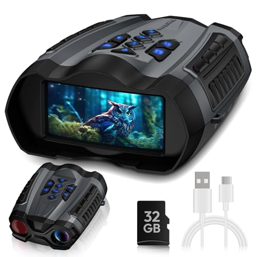 WARMTUYO Night Vision Goggles, 4K Infrared Binoculars with Camera, 9 Gear Night Vision with 5000mAh Battery, 16X Digital Z...