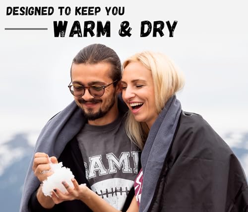 SUITEDNOMAD Large Waterproof Outdoor Stadium Blanket, Windproof and Warm Extra Thick Fleece or Quilted Sherpa, Great for C...