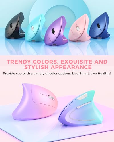 Lekvey Ergonomic Mouse, Vertical Wireless Mouse, Rechargeable 2.4 GHz USB Optical Carpal Tunnel Mice : 800/1200 / 1600 DP...