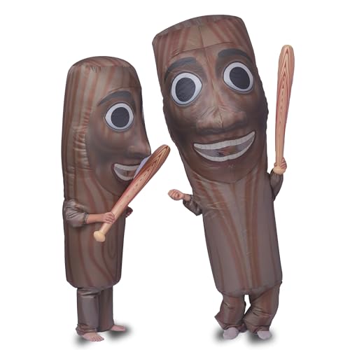 Ghorkivex Inflatable Tung Costume Halloween Funny italian Wooden Stick Man costume sahur Inflatable costume with Stick