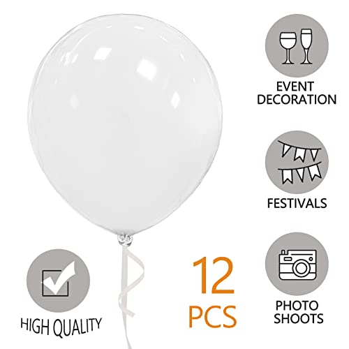 White Balloons 18 Inch 12 Pack Large Latex Party Balloons Round Helium Balloon for Wedding Birthday Party Baby Shower Enga...