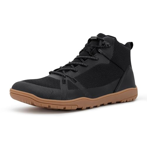 FEFELUIS Men's Barefoot Boot - Zero Drop Wide Toe Minimalist Sneakers Ankle Support Hiking Shoes