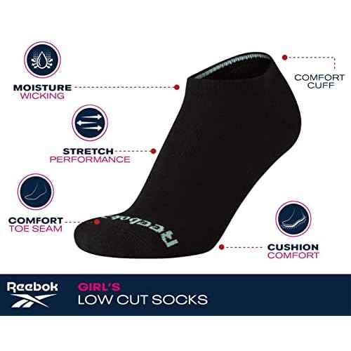Reebok Girls' Lightweight Comfort Athletic Low Cut Socks (6 Pack)