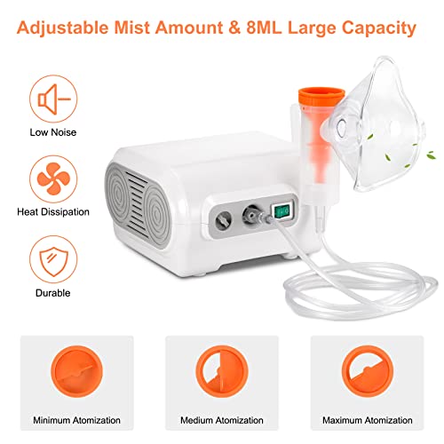 Portable Compressor Nebulizer - Personal Nebulizer Machine for Adults and Kids - Jet Nebulizers Cool Mist Steam Inhaler Nebulizer with 1 Set Accessories