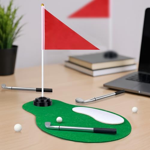 5 Sets 40 PCS Golf Centerpieces Table Decorations with Green Mats Ball Red Flag Plastic Flag Stand for Sport Themed Birthd...