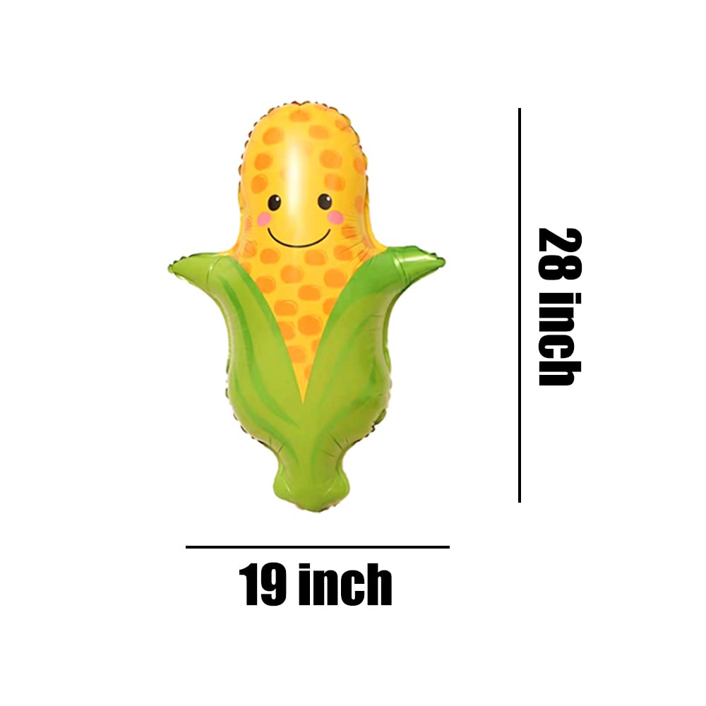 HORUIUS Corn Balloons Vegetables Foil Mylar Balloons for Baby Shower Corn Themed Party Birthday Decoration Supplies 28 inch 5PCS
