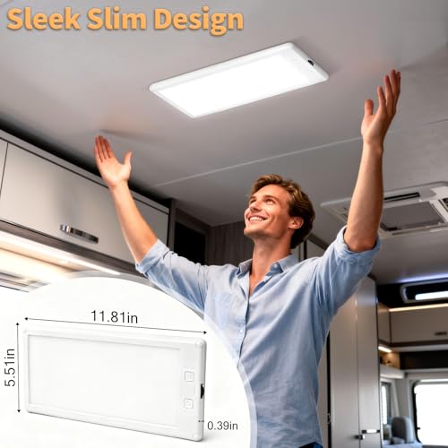SFNN 8 Pack RV Lights Interior,3 Color RV LED Super Bright Fixture,12V RV Ceiling Dome Light with ON/Off Dimmable Switch E...