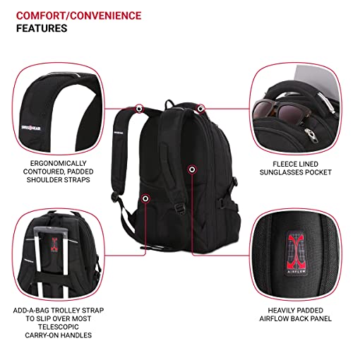 SwissGear 2769 ScanSmart Laptop Backpack, Fits Most 16 Inch Laptops, TSA Friendly, Work, School, Men's and Women's, Black