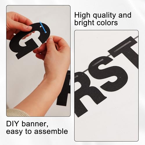 BEISHIDA 116 PCS A-Z Glitter Black DIY Letter Banner Kit Make Your Own Banner，Including 111 Letters and Numbers 3 Rope and...