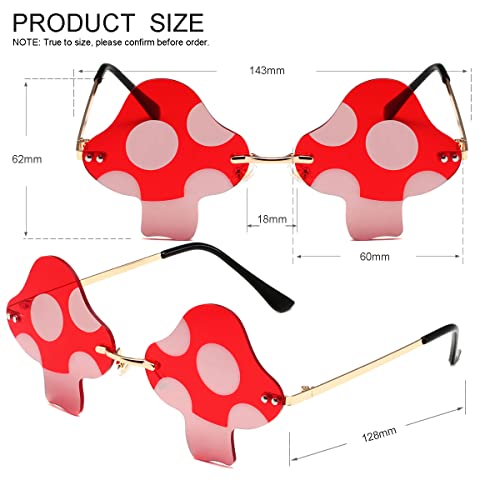 JOVAKIT Mushroom Shaped Sunglasses for Women Men Vintage Rimless Sun Glasses Retro rave Party Halloween Eyeglasses