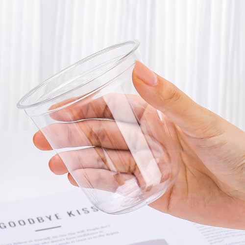 Xuelimei 12oz Disposable Stemless Glasses,PET Disposable Drinking Cups,Cold Party Clear Plastic Wine Glasses for Parties B...