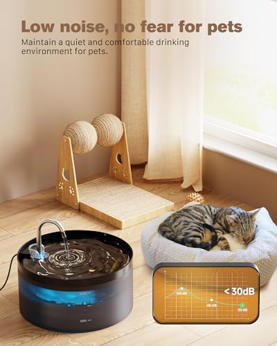 Cat Water Fountain: 108oz/3.2L Cat Fountain Super Silent Pet Drinking Dispenser - Water Fountains for Kitty Indoor - Quiet...