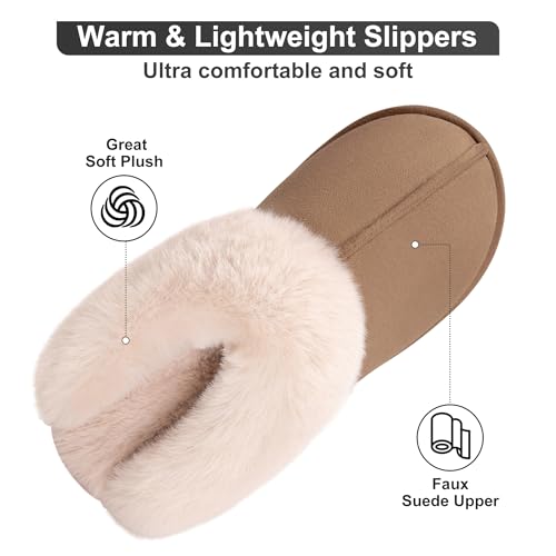 Womens Fuzzy House Slippers Memory Foam House Shoes Slip On Bedroom Slippers for Indoor Outdoor Use