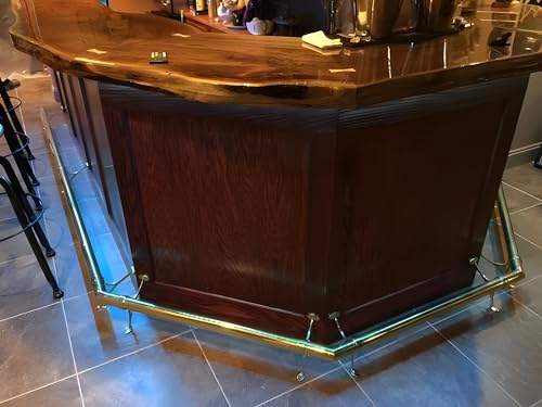 Stylentdecor Bar FootRail 135 Deg Elbow - Complete Undercounter Mount Hardware - Brass Polished 2 Inch