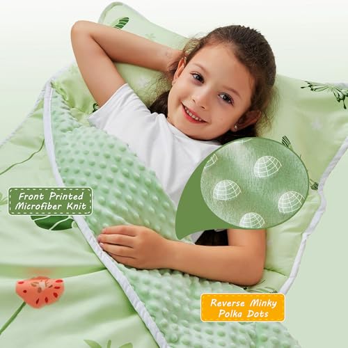 Lasoftan Toddler Nap Mat with Pillow and Blanket, Extra Large Rolled Napping Mats,Slumber Bags for Boys Girls,Kids Sleepin...