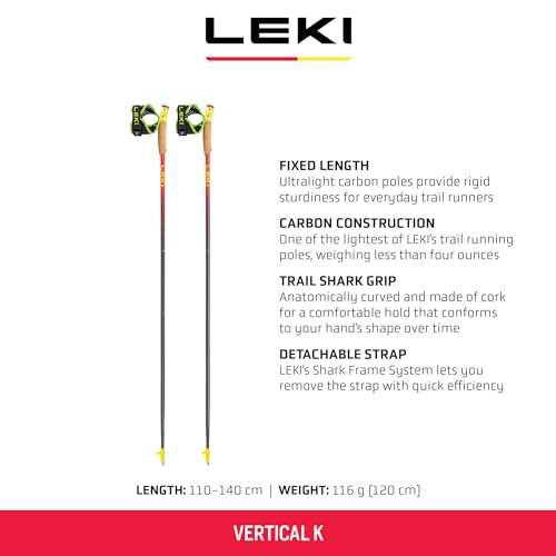 LEKI Vertical K Carbon Lightweight Trekking Poles for Hiking & Trail Running
