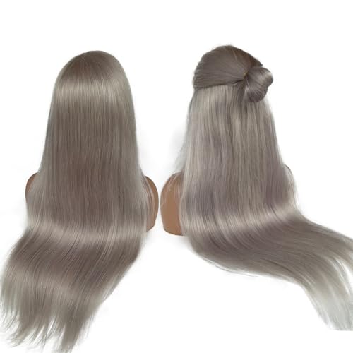 SOSEXY Grey Lace Front Wigs Straight 13x4 Lace Frontal Human Hair Wig 180% Density HD Transparent Lace with Baby Hair