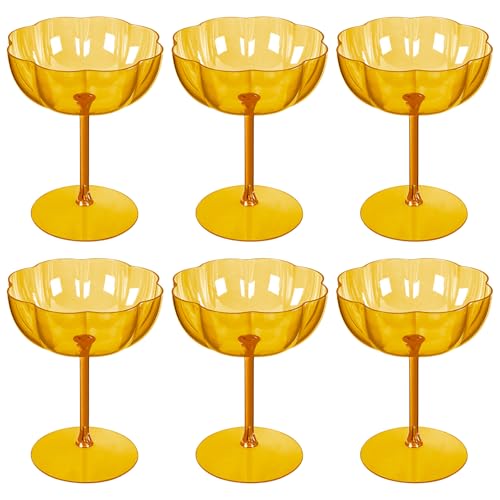 Ciaell 12PCS Plastic Martini Glasses - 10 Oz Amber Elegant Disposable Cocktail Glasses for Champagne Wine Wedding Party An...