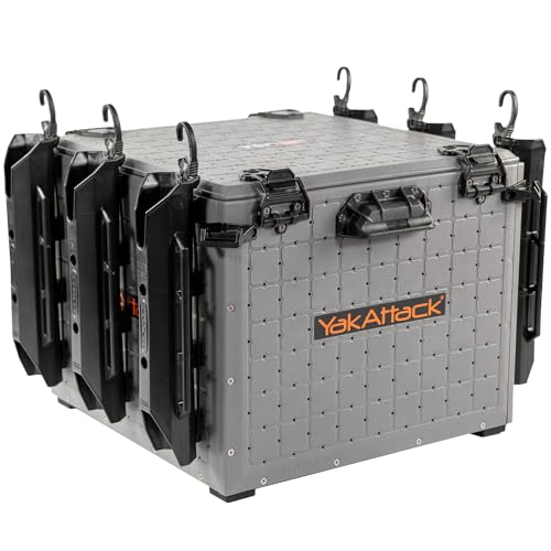 YakAttack BlackPak Pro 16" x 16" Kayak Fishing Crate with 6 Rod Holders - Battleship Grey | Tackle Storage Box & Fishing G...