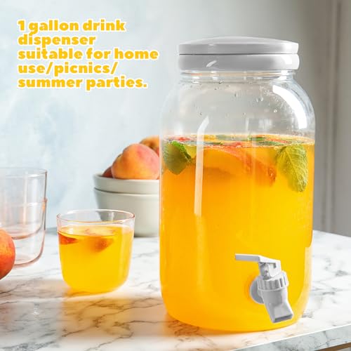 Tanlade 2 Pcs Plastic Drink Dispenser with Stand Beverage Dispenser with Sturdy Metal Base Juice Dispensers for Parties Le...