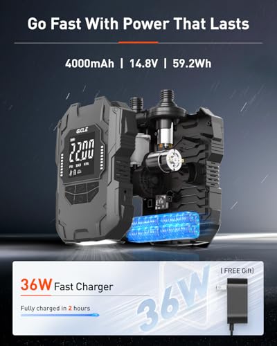 GICLE 22PSI Rechargeable Paddle Board Pump Electric Portable, 2000ma*8 Battery Powered SUP Pump for Inflatables Paddleboar...