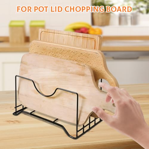Sunicon Cutting Board Holder Rack, Pot Pan Lids Holder Chopping Board Organizer Thin Bakeware Tray Dry Display Stand for K...