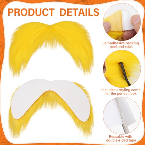 Shzbtdo Mustache and Eyebrows, Funny Cosplay Costume Accessories,Self Adhesive Fake Beard Mustaches Bushy Eyebrows 1