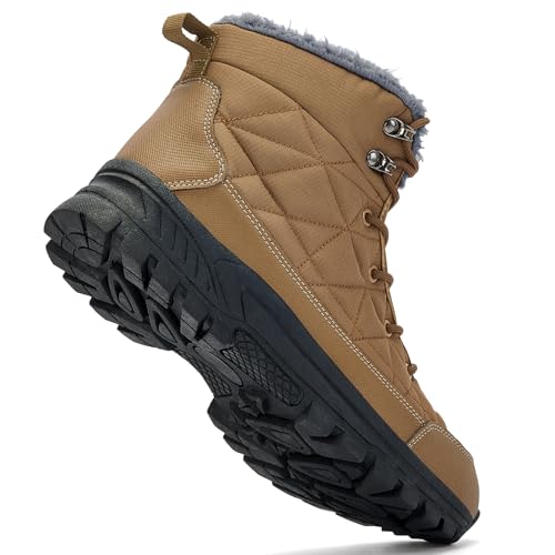 UPSOLO Men's Snow Winter Boots Lightweight Waterproof Fur Lined Anti-slip Cold Weather Shoes