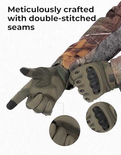 KEMIMOTO Tactical Gloves for Men, Touchscreen Motorcycle Gloves with Hard Shell & Palm Padding for Sports Motorcycle Cycli...