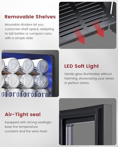 Feelfunn 24 Cans Beverage Refrigerator Cooler - Mini Fridge with Digital Temperature Control, Soda Wine Beer Drink Fridge...