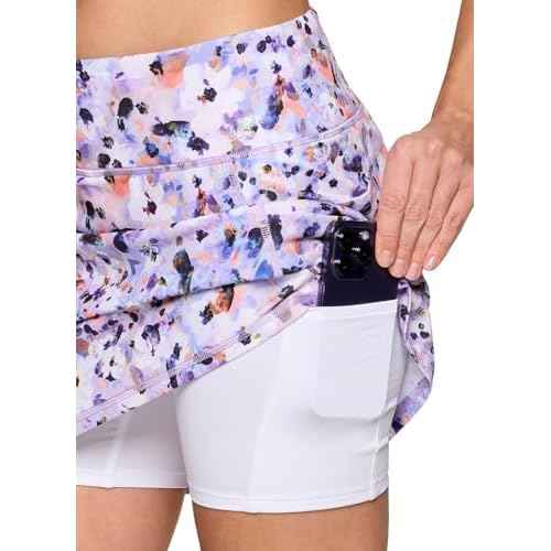 RBX Active Women's Fashion Stretch Knit Flat Front Golf/Tennis Athletic Skort with Attached Bike Short and Pockets