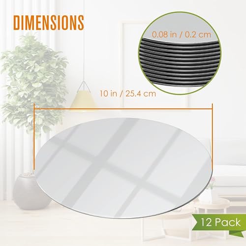 Houseables Mirror Centerpieces for Tables, Round Mirrors for Centerpieces, Mirrored Trays, Round Table Plate Tray, Circle,...