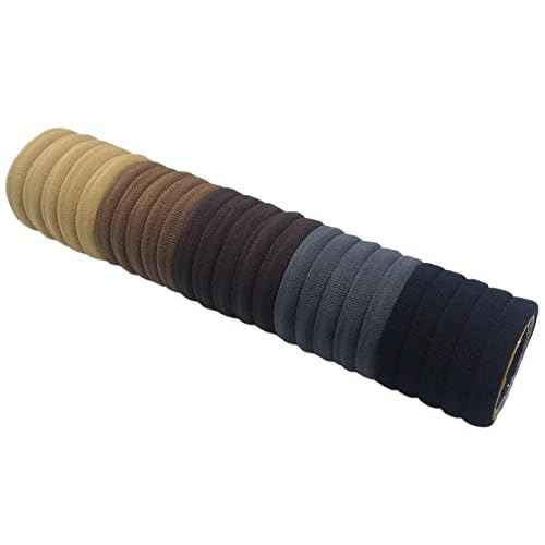 J-MEE Hair Bands Hair ties for Thick Hair 100PCS Seamless Cotton Simply Ponytail Holders Headband Scrunchies Hair Accessories No Crease Damage (Neutral Colors)