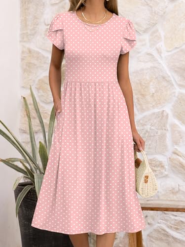 ANRABESS Women's Summer Short Sleeve A-Line Midi Dresses Casual Floral T-Shirt Dresses Flowy Beach Sundress with Pockets