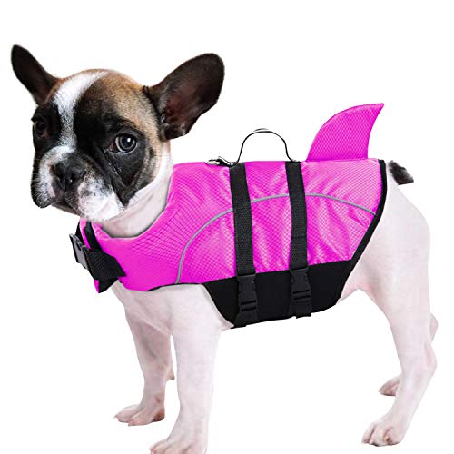 Queenmore Ripstop Dog Life Jacket Shark Life Vest for Dogs, Safety Lifesaver with High Buoyancy and Lift Handle for Small ...