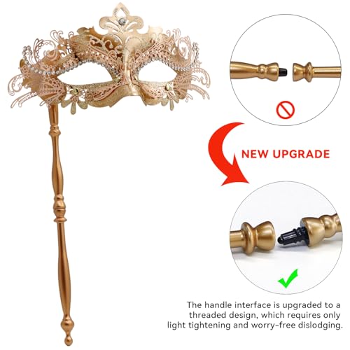 Coddsmz Masquerade Mask with Stick Venetian Mask Mardi Gras Decorations for Womens Halloween Costume Mask