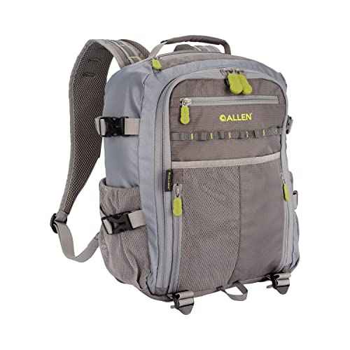 Allen Company Chatfield Compact Fishing Backpack, 12" L x 6" W x 15" H, 17.6 liters, Gray/Lime