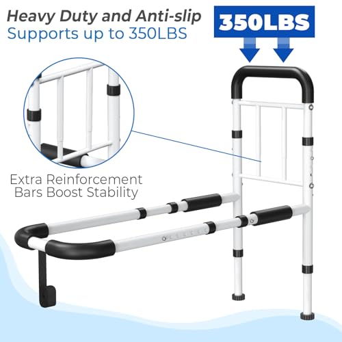 BigDolphin Bed Rails - ASTM Approved Adjustable Bed Cane with Motion Sensor Light, Non-Slip Ergonomic Handle & Storage Poc...