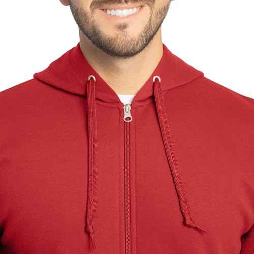 Fruit of the Loom Men's Eversoft Fleece Sweatshirts & Hoodies, Full Zip-Red, Small